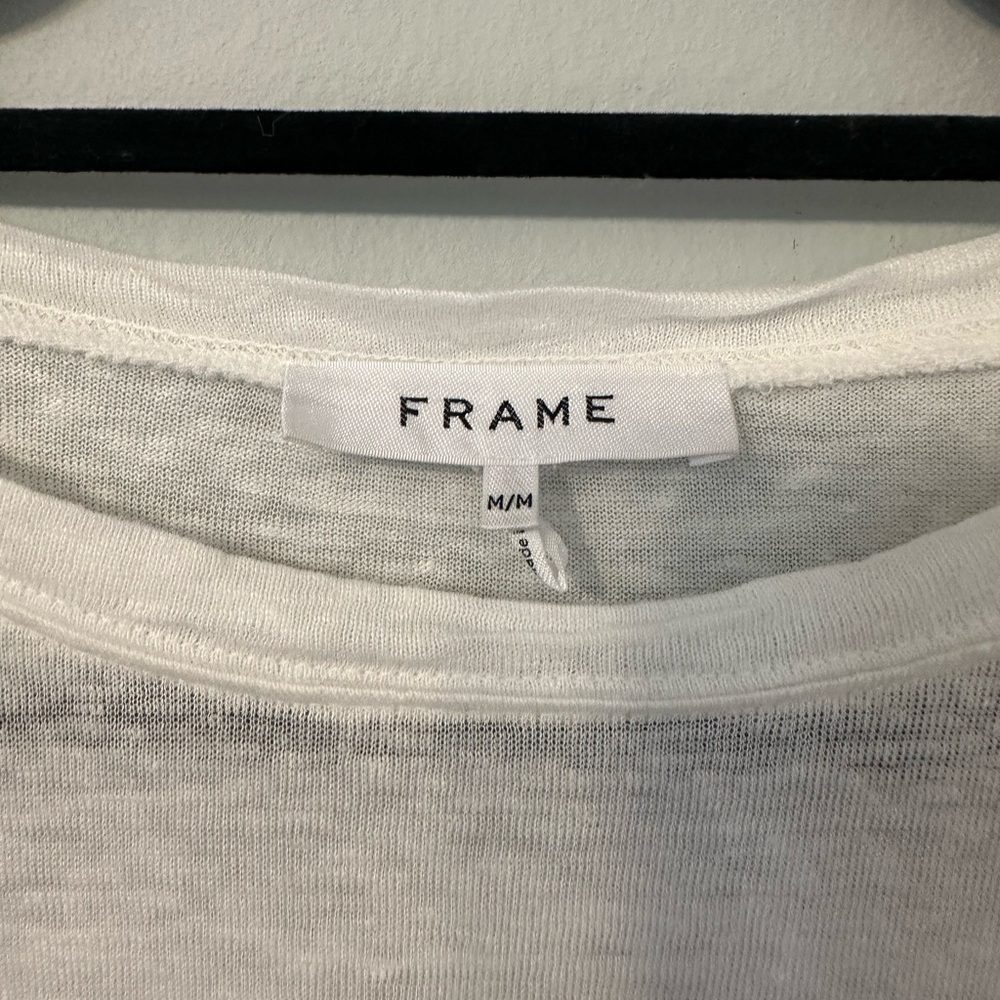 Frame Denim White Linen-Blend Crewneck Tank - Picture 2 of 5